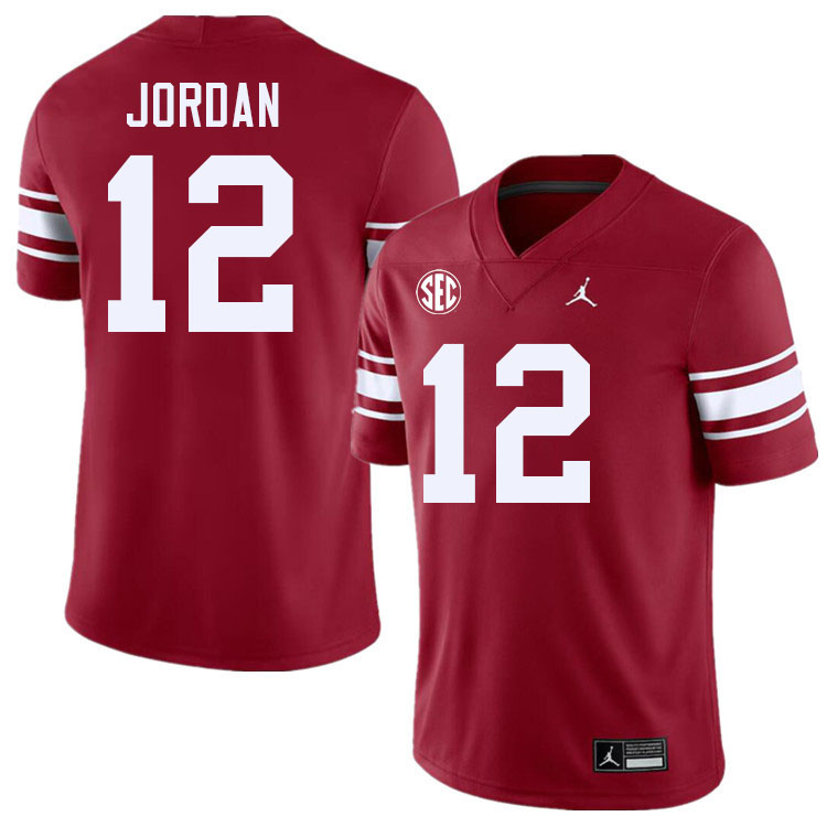 Men #12 Devon Jordan Oklahoma Sooners 2024 SEC Conference College Football Jerseys-Throwback